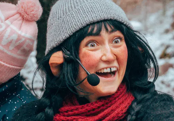 Trolla and Trolla going up in the ski lift