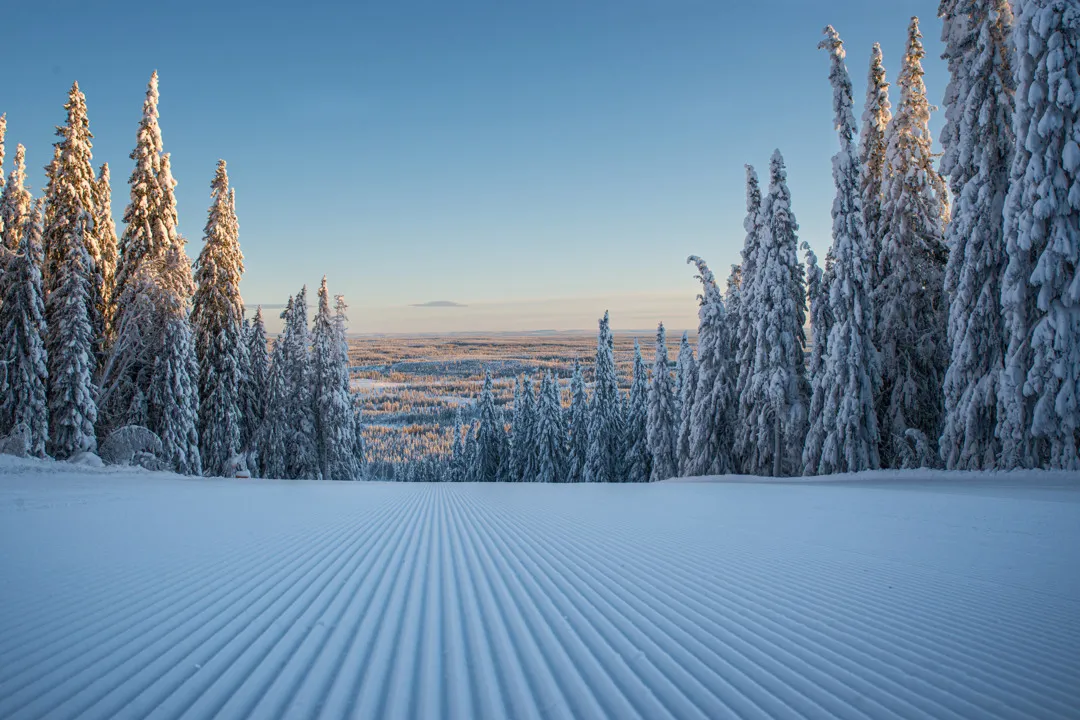 an image of a slope with perfect corduroy snow